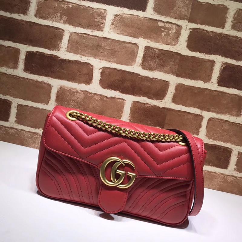 Gucci Chain Shoulder Bag 443497 Full Skin Red